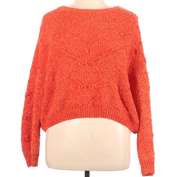Lush Sweaters - Lush Sweater Orange Long Sleeve Crop Size L NWOT